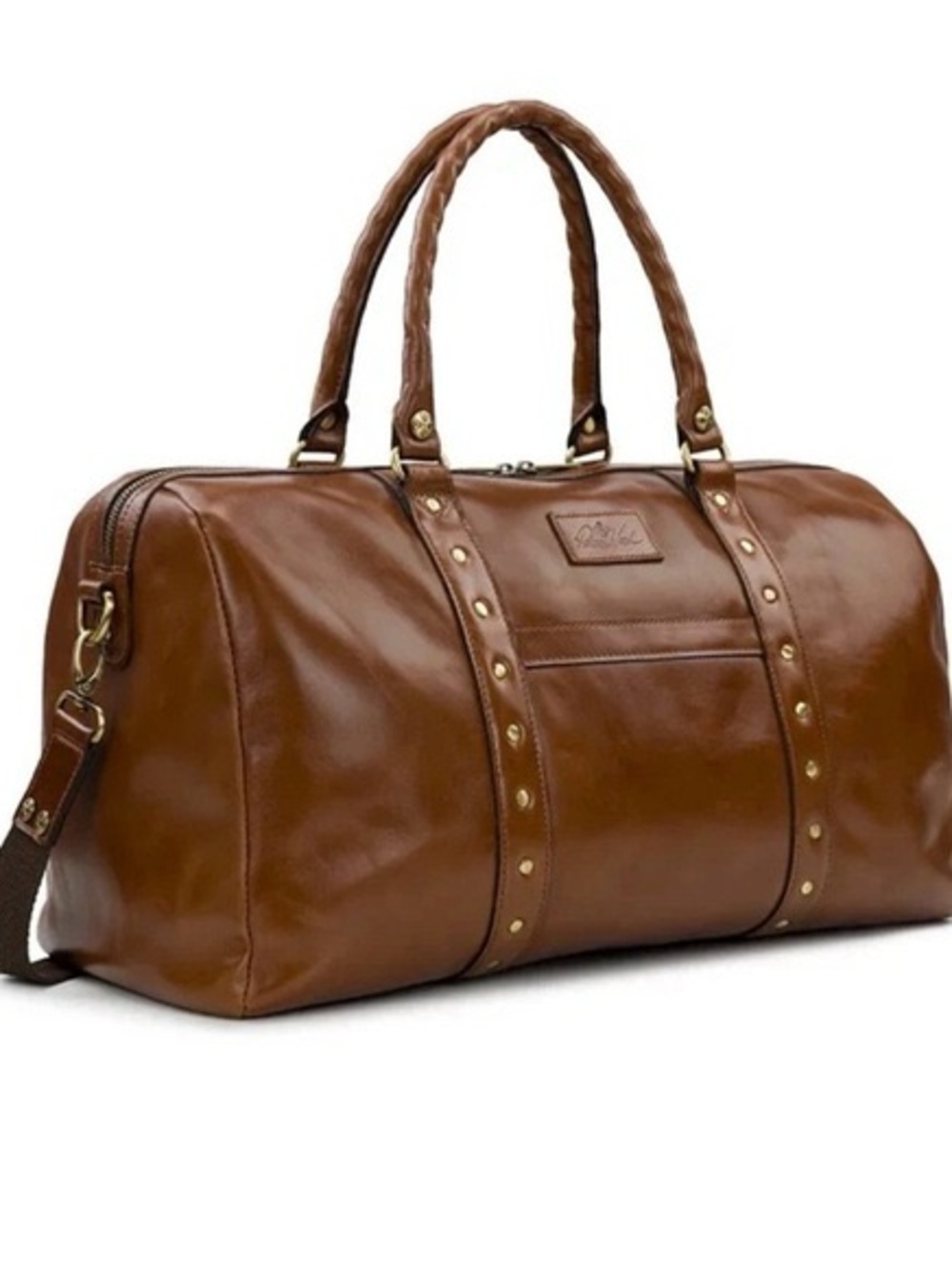 Patricia Nash Cognac Brown Leather Travel Weekender Bag